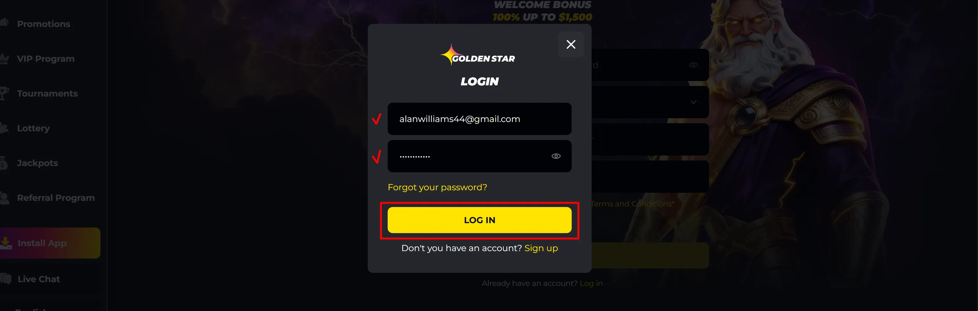 Golden Star Casino Login