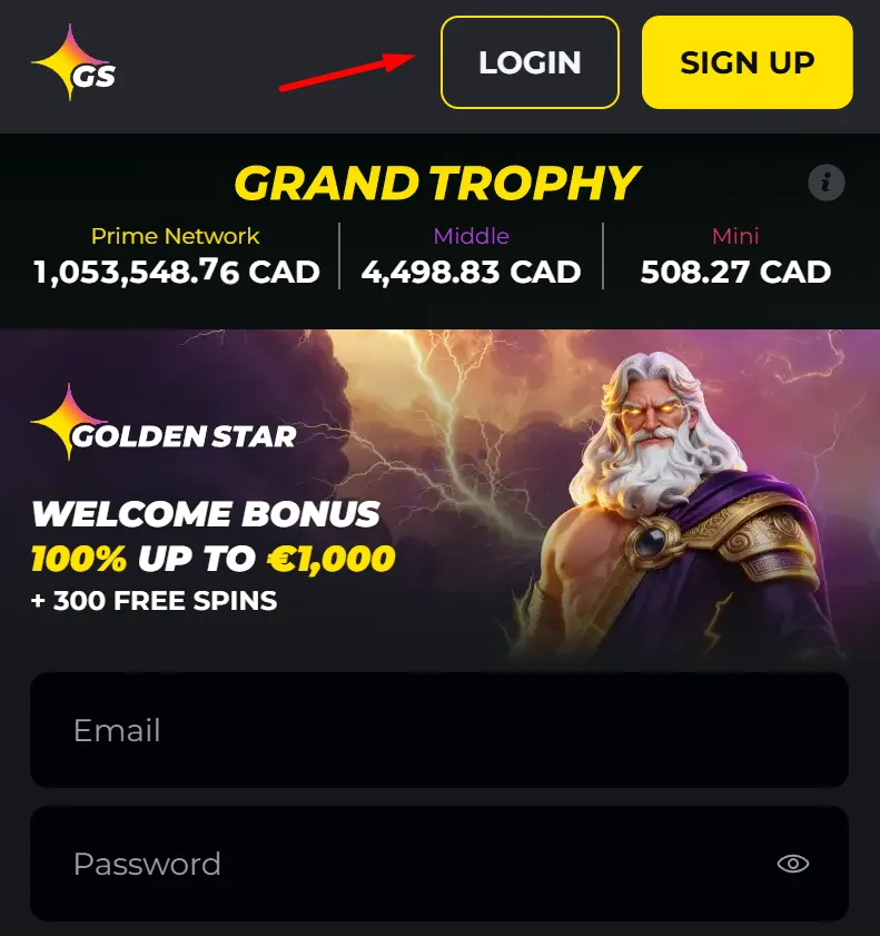 Navigate to login page